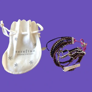 NWT Serafina 10-1 Chain Purple Silver Rhinestone Magnet Bracelet Adjustable New